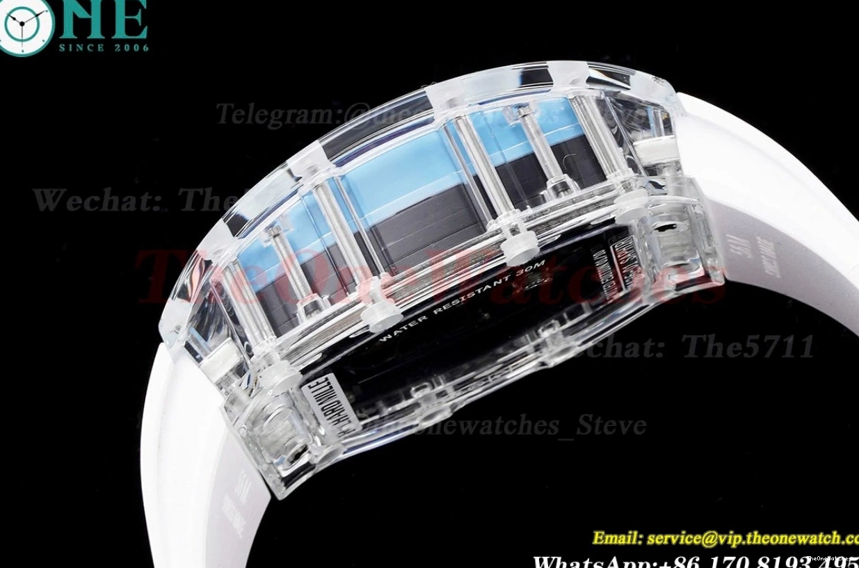 White Blue Rubber With Clone Strap Dial Transparent Skeleton RMSF RM35-01 RMUL2 0127